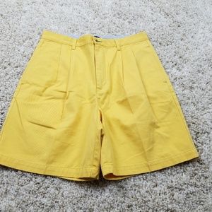 Mens Tommy Hilfiger Pleated Yellow Chino Shorts